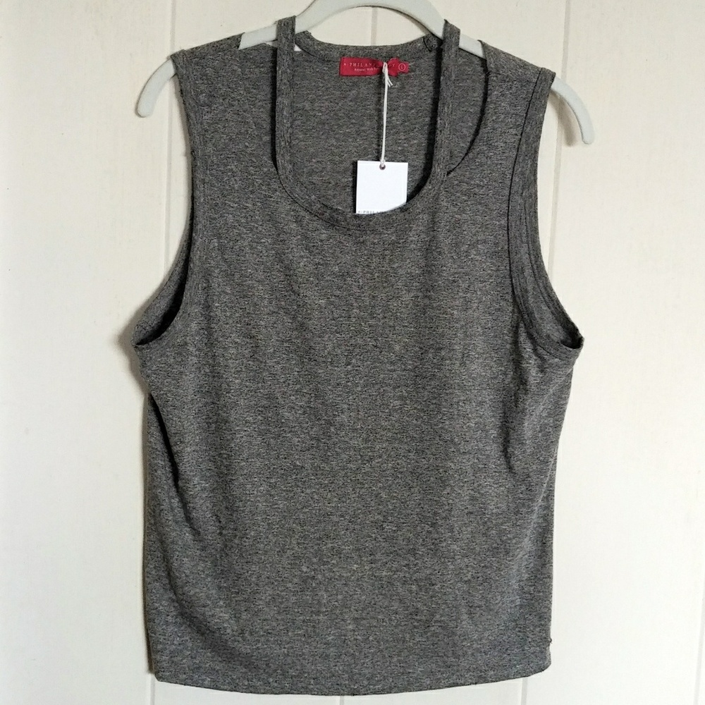 n: PHILANTHROPY Distressed😩 Heather Grey Tank